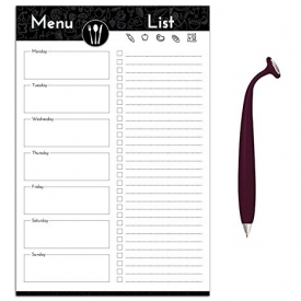 Weekly Meal Planner with Tear-off Grocery List and Wiggle Refrigerator Magnetic Pen