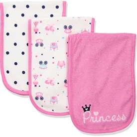 Gerber Baby Girls 3 Pack Terry Burp Cloth, Princess, One Size