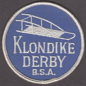 Boy Scout cloth patch Klondike Derby bobsled 3″ diameter