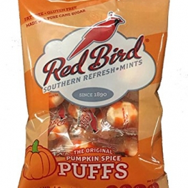 Red Bird Southern Refresh Mints! The Original Pumpkin Spice Flavored Puffs! Perfect Item To Bring In The Fall! One 4 Ounce Bag With Individually Wrapped Candy Mints!