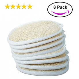 MyM Exfoliating Loofah Sponge Pads (Pack of 8) – Large 4×6” – 100% Natural Loofah Material Loofah Sponge for Men and Women, Perfect for Bath Shower and Spa