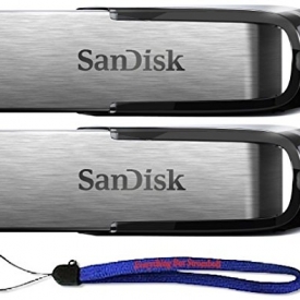 SanDisk Ultra Flair USB (2 Pack) 3.0 64GB Flash Drive High Performance up to 150MB/s – with (1) Everything But Stromboli ™ Lanyard