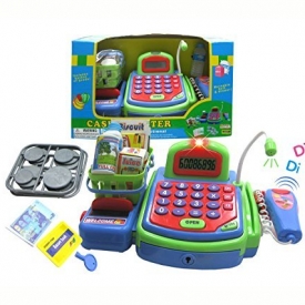 Mozlly Green Electronic Cash Register With Groceries Pretend Play Toy Set – Register Theme – Item #101336