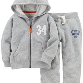 Carter’s Big Boys’ Fleece Hoody and Pant Set, Grey, 8