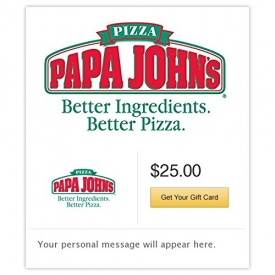 Papa John’s Pizza Gift Cards – E-mail Delivery