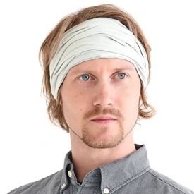 Casualbox mens Head cover Band Bandana Stretch Hair Style Japanese Light Gray