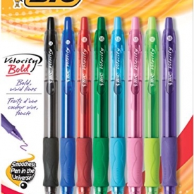 BIC Velocity Bold Fashion Retractable Ball Pen, Bold Point (1.6 mm), Assorted, 8-Count