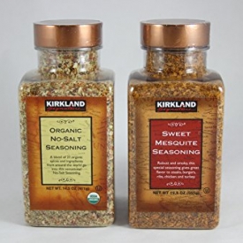 Kirkland Signature Seasoning Bundle – 2 Items (Kirkland Signature Sweet Mesquite Seasoning and Kirkland Signature Organic No Salt Seasoning)