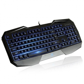 AULA SI-859 Backlit Gaming Keyboard with Adjustable Backlight Purple Red Blue USB Wired Illuminated Computer Keyboard