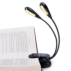 LuminoLite Rechargeable 12 LED Eye-Care Warm Book Light, Clip On Bed Reading Light, Music Stand Lamp, 2 Brightness, 2 Goosenecks Light Up 2 Full Pages. Perfect For Bookworms, Kids & Music Players