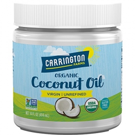 Carrington Farms Gluten Free, Unrefined, Cold Pressed, Extra Virgin Organic Coconut Oil, 14 oz. (Ounce), Coconut Oil For Skin & Hair Care, Cooking, Baking, & Smoothies – Packaging May Vary