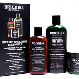 Brickell Men’s Daily Advanced Face Care Routine II – Activated Charcoal Facial Cleanser + Face Scrub + Face Moisturizer Lotion – Natural & Organic