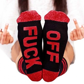 Socks Letter Print Fuck-off Pattern Casual Funny Sock Men Women Unisex by Fenta
