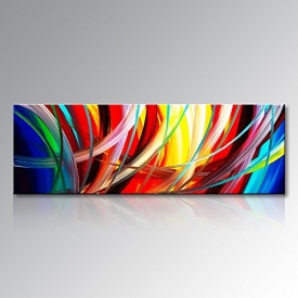Abstract Wall Art Acrylic Painting on Canvas Hand Painted Modern Picture for Home Decoration (Framed 60″W x 20″H)