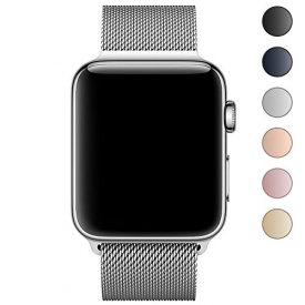 Walcase for Apple Watch Band, Fully Magnetic Closure Clasp Mesh Milanese Loop Stainless Steel iWatch Band for Apple Watch Series 3 2 1 Sport and Edition 38mm 42mm (38mm, Silver Milanese)