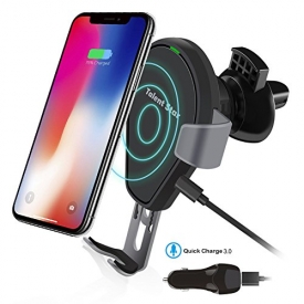 Wireless Car Charger, Fast Wireless Charging Mount Air Vent Gravity Phone Holder Cradle Car Charger w/ Quick Charge 3.0 for iPhone X/8 Plus/8, Samsung Galaxy S8 and All Qi-enabled Devices