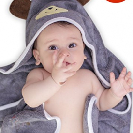 Premium Hooded Baby Towel, 100% ORGANIC Bamboo, FREE Baby Bib, Perfect Baby Shower Gift, 35×35″ for Newborns Infants Toddlers & Kids, for Boys and Girls at Bath Pool & Beach, Better than Cotton (GRAY)