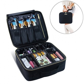 Travel Makeup Case MLMSY Makeup Cosmetic Case Cosmetics Organizer Makeup Bag ,DIY Adjustable & Removable Divider Makeup Train Case for Cosmetics Accessories, Tools Organizer Portable Suitcase Black