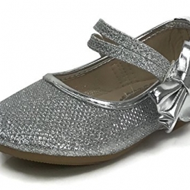 ANNA Kids Dress Ballet Flats Silver 8 US Toddler