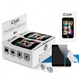 iCloth Lens and Screen Cleaner | 100 wipe counter display box ( each wipe 9cm x 13cm – 1 ml fill ) For use on Glasses, Chromebooks, Tablets, Smartphones, Sunglasses, Eyeglasses, Cameras – iC100