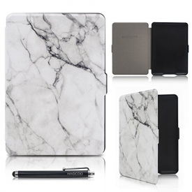 HAOCOO Ultra Slim Leather Smart Case Cover with Auto Sleep/Wake for All-New Amazon Kindle Paperwhite (Fits 2012, 2013, 2014, 2015 Versions with Built-in Light) (White Marble)