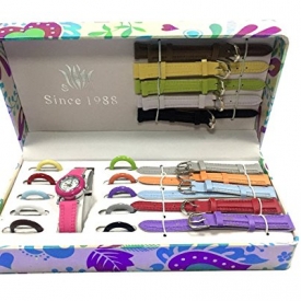 Batu Lee Analog 11 Multicolor White Dial Changeable Strap Girl’s Watch Gift Set