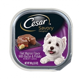 CESAR SAVORY DELIGHTS Filet Mignon Flavor with Bacon & Potato Dog Food Trays 3.5 oz. (Pack of 24)