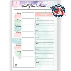 Weekly Meal Planner Pad 2018-2019, daily to do list, Grocery List, Shopping Planning System Notepad Organizer, Food Tracks Water, Healthy Snacks, and Weight Loss fitness planner (8.5 x 5.5)