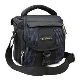 Camera Bag, Evecase Small Shoulder Case For Compact Digital SLR DSLR Camera Micro Four Third, Hybrid, and High Zoom, Mirrorless and Instax Instant Camera- Black