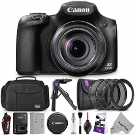 Canon PowerShot SX60 HS Digital Camera w/ Essential Photo and Travel Bundle – Includes: Altura Photo Shoulder Bag, UV-CPL-ND4, 67mm Lens Adapter Ring, Camera Cleaning Set