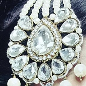 VVS Jewellers White Pearls Ethnic Indian Bollywood Wedding Bridal Hair Jewelry Pass