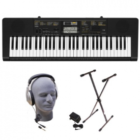 Casio Inc. CTK2400 PPK 61-Key Premium Portable Keyboard Package with Samson HP30 Headphones, Stand and Power Supply