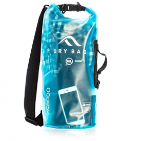 New Acrodo Waterproof Dry Bag Transparent Arctic Blue 10 Liter Floating for Boating, Camping, and Kayaking With Shoulder Strap – Keeps Clothing & Electronics Protected