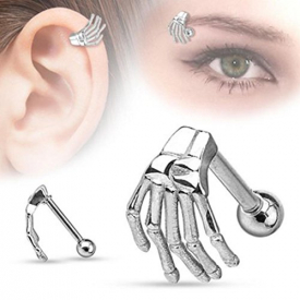 Clearance!! WuyiMC Ghost Hand Ear Tragus Stainless Steel Earring Piercing Body Jewelry (Silver)
