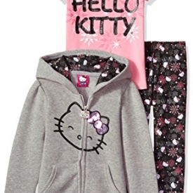 Hello Kitty Little Girls’ 3 Piece Hooded Legging Set, Gray, 5