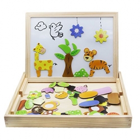 Wooden Toys Magnetic Puzzles Kids Wooden Games 109 Pieces Double Side Education Learning Toys For Children
