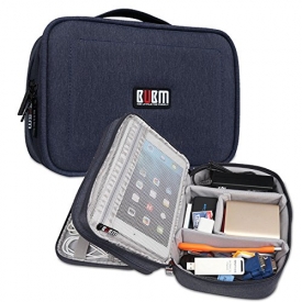 BUBM Multi-function Case Waterproof Handbag Travel Gear Organizer / Electronics Accessories Bag / Phone Charger Cable Sleeve Pouch (M,Blue,7.9”)