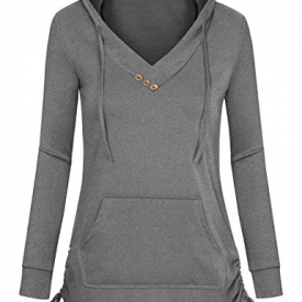 Messic Womens Fleece Sweatshirts, Ladies Long Sleeve Hooded Blouse Breathable Knitted Slim Trendy Hoodie Tops(Medium,colorful Grey)