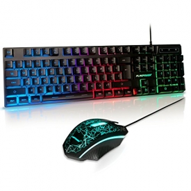FLAGPOWER Rainbow LED Backlit Gaming Keyboard and Mouse Combo With 3 adjustable LED backlight