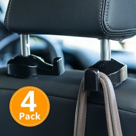 Toplus 4 PACK Car Headrest Hooks – Vehicle Universal Car Back Seat Headrest Hanger Holder Hook for Bag Purse Cloth Grocery