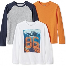 Spotted Zebra Big Boys’ 3-Pack Long Sleeve T-Shirt, Explorer, M