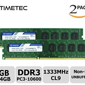 Timetec Hynix IC 8GB Kit (2x4GB) DDR3 1333MHz PC3-10600 Non ECC Unbuffered 1.5V CL9 2R8 Dual Rank 240 Pin UDIMM Desktop PC Computer Memory Ram Module Upgrade (Low Density 8GB Kit (2x4GB))