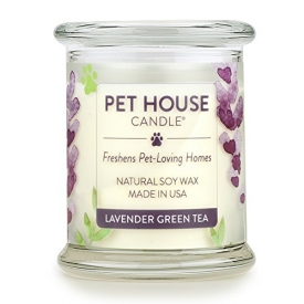 Pet House Candle in 15 Fragrances – All Natural Soy Wax Candle and Pet Odor Eliminator – Eco-Friendly, Non-Toxic, Paraffin-Free – 60-70-Hour Burn Time – Lavender Green Tea