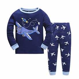 Tkala Boys Pajamas Children Clothes Set Dinosaur 100% Cotton Little Kids Pjs Sleepwear (3T, Royal blue)