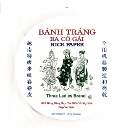 Three Ladies Spring Roll Rice Paper Wrappers 50-Count 12 oz each (3 Items Per Order)