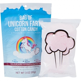 Bag of Farts Cotton Candy Funny for All Ages Unique Birthday Gag Gift for Friends, Mom, Dad, Birthday Girl, Boy Grandson Granddaughter Present Easter Basket Fun (Unicorn Farts Cotton Candy)