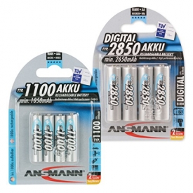 ANSMANN AA Rechargeable Batteries 2850mAh (4-Pack) + AAA Rechargeable Batteries 1100mAh (4-Pack) high-capacity high-rate rechargeable NiMH Batteries for flashlight, camera, radio etc.