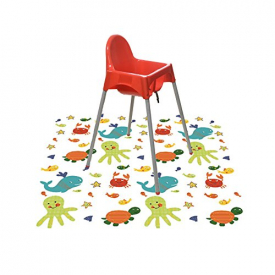 Splat Mat for Under High Chair/Arts/Crafts, Wo Baby Reusable Waterproof Anti-slip Floor Splash Mat, Portable Play Mat and Table Cover (51″, Seaworld)