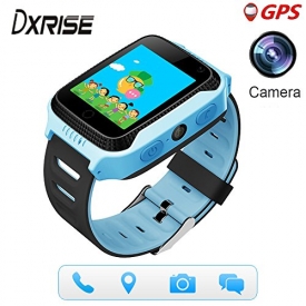 Dxrise Games GPS tracker watch phone gps smartwatch kids watches smart baby watch bracelet with camera flashlight function for girls boys toys gift (Blue)