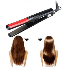 Negative Ion Flat Iron,Floating Ceramic Curling Iron,1 Inch Nano Titanium Hair Straightener Brush With Digital LED Temperature Display Straightening,Dual Voltage,Make the Hair Supple 